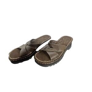 Lower East Side Women's Size 8 Boho Y2K-Style Clunky Slide‎ Summer Sandals Brown